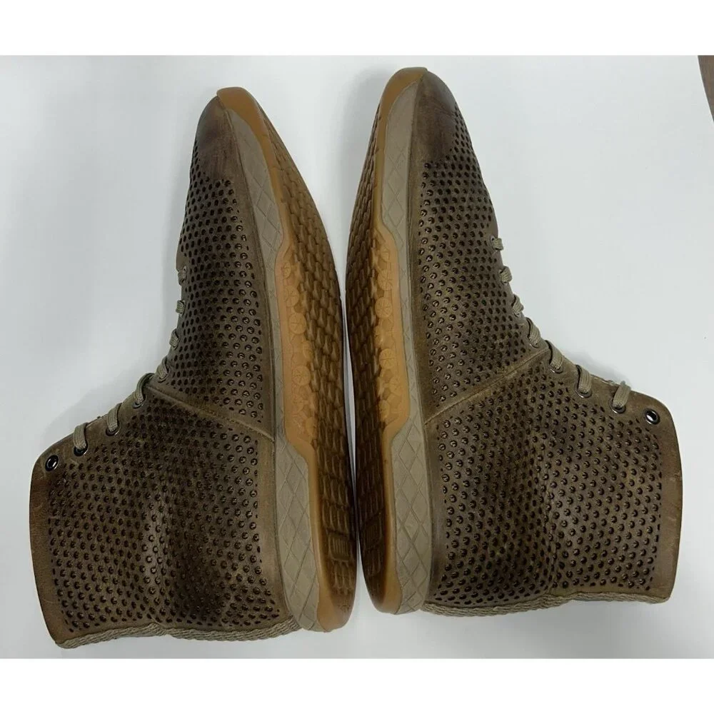 NOBULL High-Top Leather Trainers Shoes Mens 13 Brown Gum Sole CrossFit Lace Up